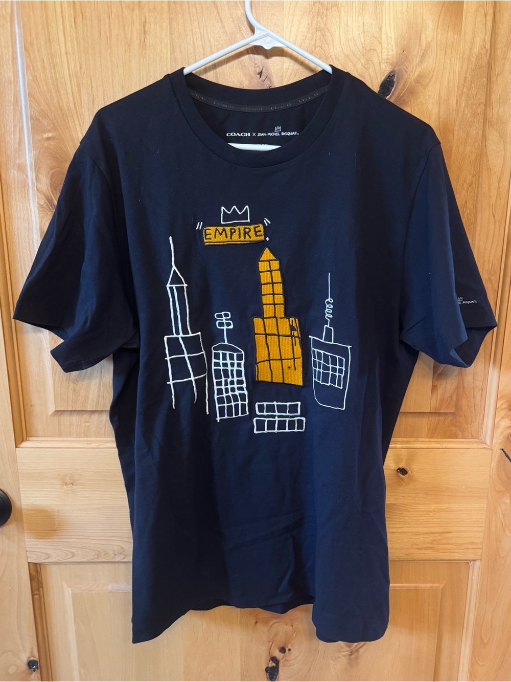 Coach  Jean Michel Basquat  Skyline Embroidered Graphic Tee with Yellow Accent